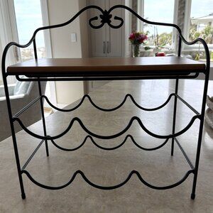 Longaberger Wrought Iron Wine Rack with WoodCrafts Shelf USA Retired Rare